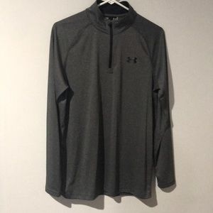 UA long sleeve half-zip. Gray with black logo S